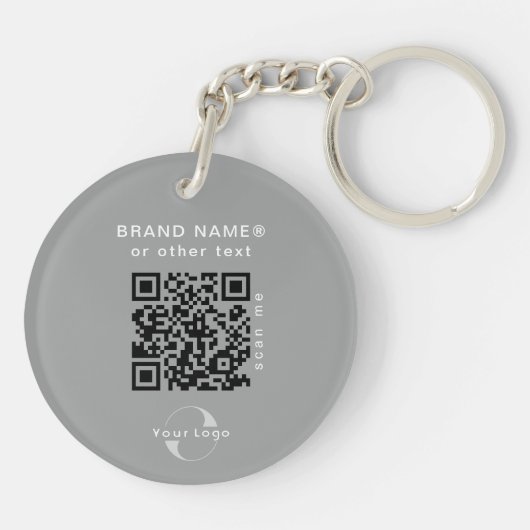 2-zijdige Logo- en QR-code voor grijze bedrijfsact Sleutelhanger (Achterkant)