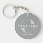 2-zijdige Logo- en QR-code voor grijze bedrijfsact Sleutelhanger (Voorkant)