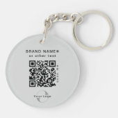 2-zijdige Logo- en QR-code voor grijze bedrijfsact Sleutelhanger (Achterkant)