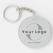 2-zijdige Logo- en QR-code voor grijze bedrijfsact Sleutelhanger (Voorkant)