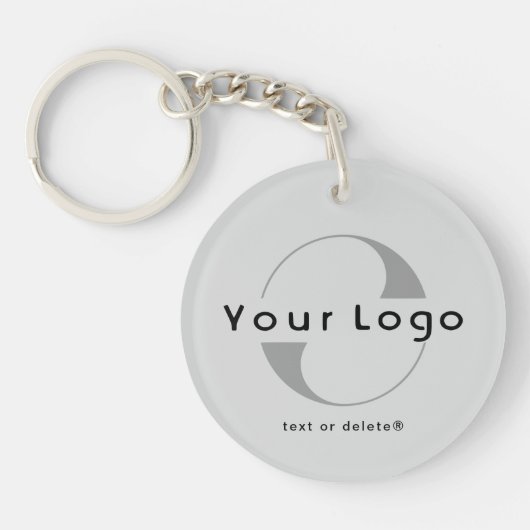 2-zijdige Logo- en QR-code voor grijze bedrijfsact Sleutelhanger (Voorkant)