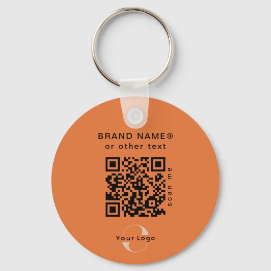 2-zijdige Logo en QR-code voor Oranje bedrijfsacti Sleutelhanger (Achterkant)