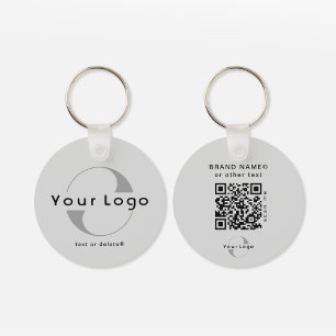2-zijdige Logo- en QR-code voor Silver Company Bus Sleutelhanger