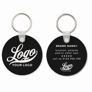 2-zijdige Logo & Naam op Black Company Business Sleutelhanger