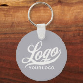 2-zijdige Logo & Naam op Grey Company Business Sleutelhanger (Voorkant)