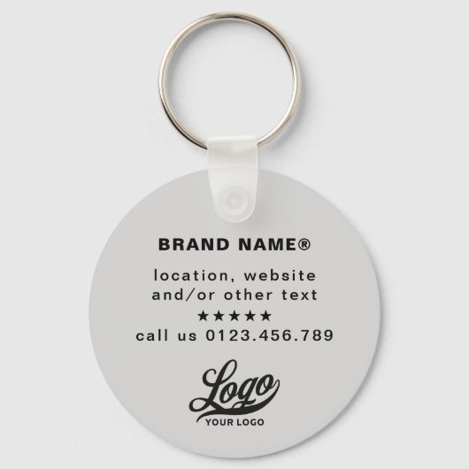 2 zijdige Logo & Naam op Lichtgrijs Bedrijf Bedrij Sleutelhanger (Achterkant)