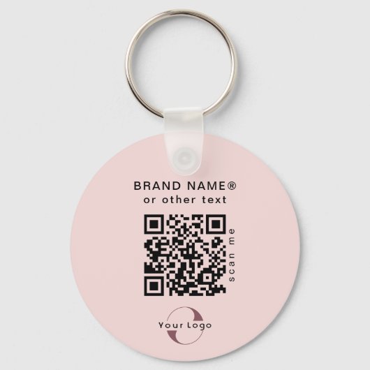 2-zijdige Logo & QR-code Blush Pink Company Busine Sleutelhanger (Achterkant)