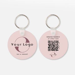 2-zijdige Logo & QR-code Blush Pink Company Busine Sleutelhanger