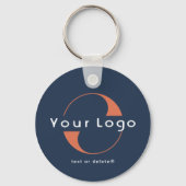 2-zijdige Logo & QR-code op Blue Company Business Sleutelhanger (Voorkant)
