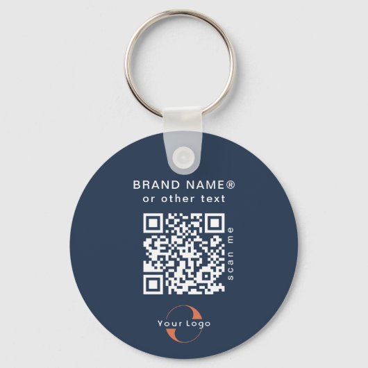 2-zijdige Logo & QR-code op Blue Company Business Sleutelhanger (Achterkant)