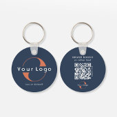 2-zijdige Logo & QR-code op Blue Company Business Sleutelhanger