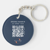 2-zijdige Logo & QR-code op Blue Company Business Sleutelhanger (Achterkant)