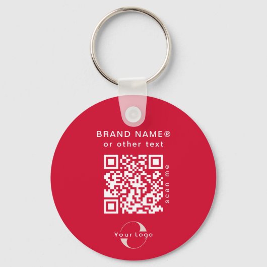 2-zijdige Logo & QR-code op Cherry Red Business Sleutelhanger (Achterkant)