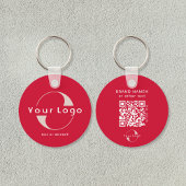 2-zijdige Logo & QR-code op Cherry Red Business Sleutelhanger