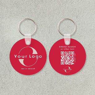 2-zijdige Logo & QR-code op Cherry Red Business Sleutelhanger