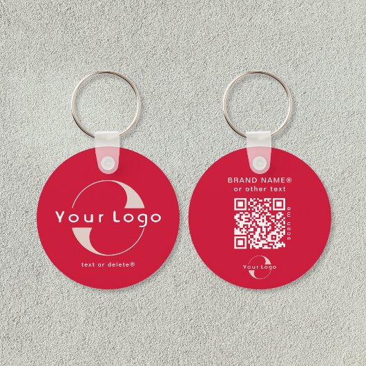 2-zijdige Logo & QR-code op Cherry Red Business Sleutelhanger