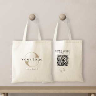 2-zijdige Logo & QR-code op Clean Company Business Tote Bag