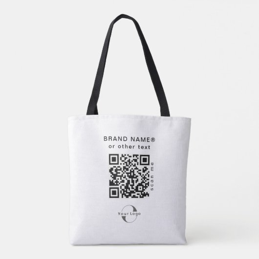 2-zijdige Logo & QR-code, witte bedrijfszaken Tote Bag (Achterkant)