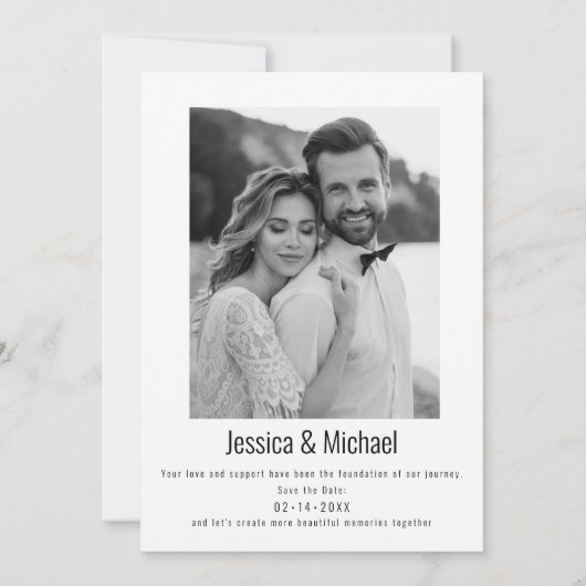 💍 2-zijdige minimalistische elegante save the date (Achterkant)