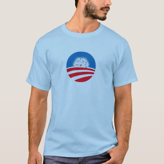 2-zijdige Pro-Obama D&D-menigte (blauw) T-shirt (Voorkant)
