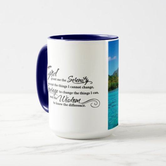 2-zijdige Serenity Prayer & Bora Bora Island Mok (Voorkant links)