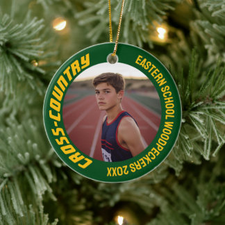 2-zijdige sport cross-country foto keramisch ornament