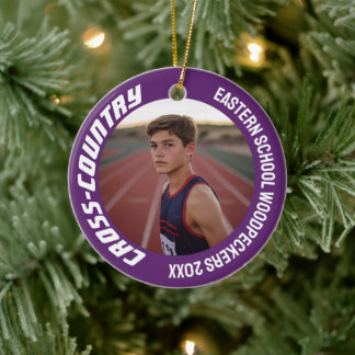 2-zijdige sport cross-country foto keramisch ornament