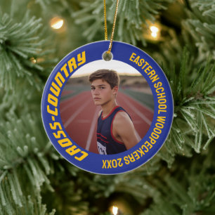 2-zijdige sport cross-country foto keramisch ornament