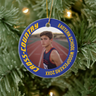 2-zijdige  sport cross-country foto keramisch ornament