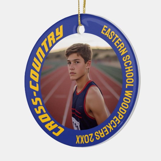 2-zijdige sport cross-country foto keramisch ornament (Links)