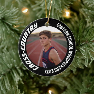 2-zijdige sport cross-country foto keramisch ornament
