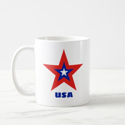 2-zijdige Tricolor Star met Blue Custom Text Mok (Links)