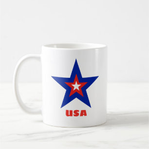 2-zijdige Tricolor Star met rode aangepaste tekst Koffiemok