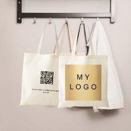 2-zijdige zakelijke logo QR-code Tote Bag