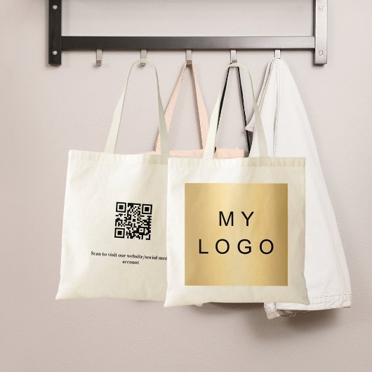 2-zijdige zakelijke logo QR-code Tote Bag