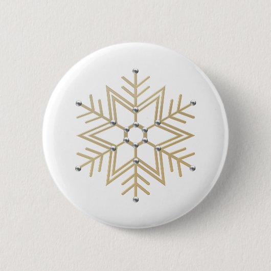2-Zilver en Gold Snowflake 3-D-look Ronde Button 5,7 Cm (Voorkant)