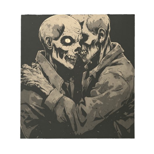 2 zombies knuffelen elkaar notitieblok (Voorkant)