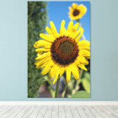 2 Zonnebloemen Canvas Afdruk (Insitu (Houten vloer))