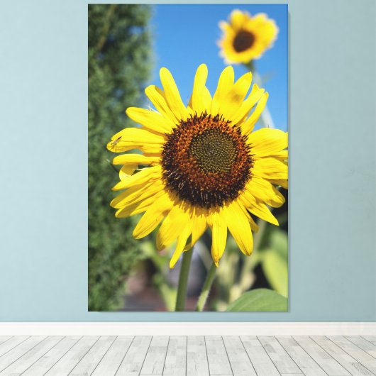 2 Zonnebloemen Canvas Afdruk (Insitu (Houten vloer))