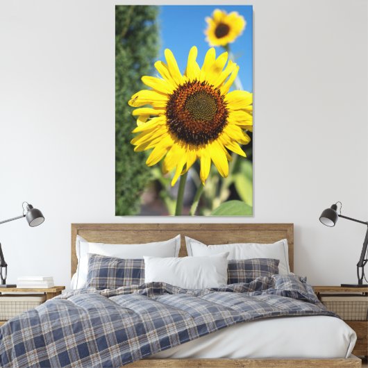 2 Zonnebloemen Canvas Afdruk (Insitu (Slaapkamer))