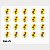 2 Zonnebloemen & een Lieveheersbeestje: Ronde Sticker (Vel)