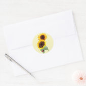 2 Zonnebloemen & een Lieveheersbeestje: Ronde Sticker (Envelop)