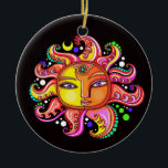 #2 Zonnegezicht Paarse ogen Ornament - Gift - Voor<br><div class="desc">Veel plezier met deze. Ik heb verschillende versies met verschillende gekleurde ogen. Denk aan thema's! Voeg of schrap tekst toe, en pas de rug met afbeeldingen, kleur, uw logo/bedrijfsinfo., enz. aan! Vergeet niet dat ornamenten niet alleen voor kerstbomen zijn. Ze zien er mooi uit in je huis, hangen over een...</div>