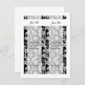 2 Zwart en grijs Damascus Sla de Bladwijzer Datum  Aankondigingskaart (Voorkant / Achterkant)