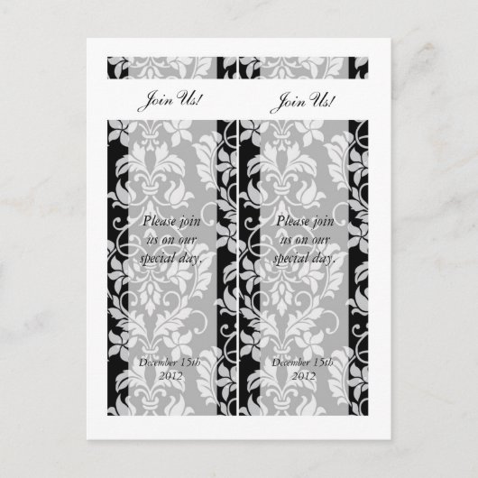 2 Zwart en grijs Damascus Sla de Bladwijzer Datum  Aankondigingskaart (Voorkant)