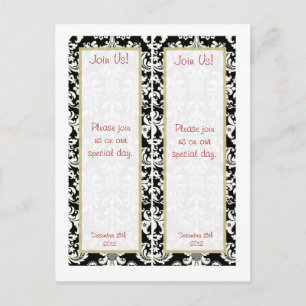 2 Zwart/Wit Damask Wedding Save Date Bladwijzer Aankondigingskaart