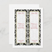 2 Zwart/Wit Damask Wedding Save Date Bladwijzer Aankondigingskaart (Voorkant / Achterkant)