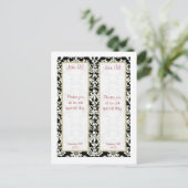 2 Zwart/Wit Damask Wedding Save Date Bladwijzer Aankondigingskaart (Staand voorkant)