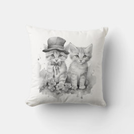2 Zwart-witte kittens Kussen