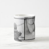 2 zwarte en witte foto's koffiemok (Center)